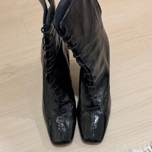 Freda Salvador Glossy Black Lace-Up Boots